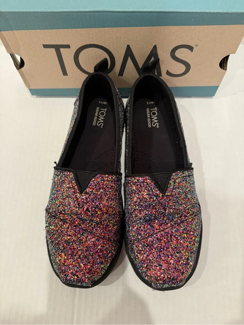 TOMS Girl’s BRAND NEW- Multi-Color Glitter Slip-On Flats